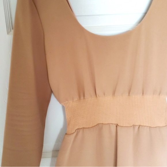 Zara Nude Long Sleeve Fitted Dress - Picture 2 of 4
